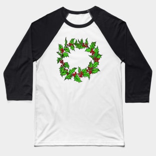 Christmas Holly Wreath Vector Art Baseball T-Shirt